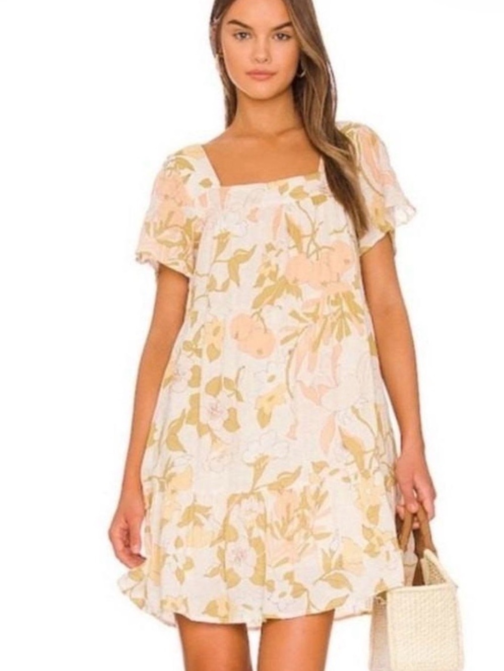 Rails Floral Midi Dress in White and Pale Pink